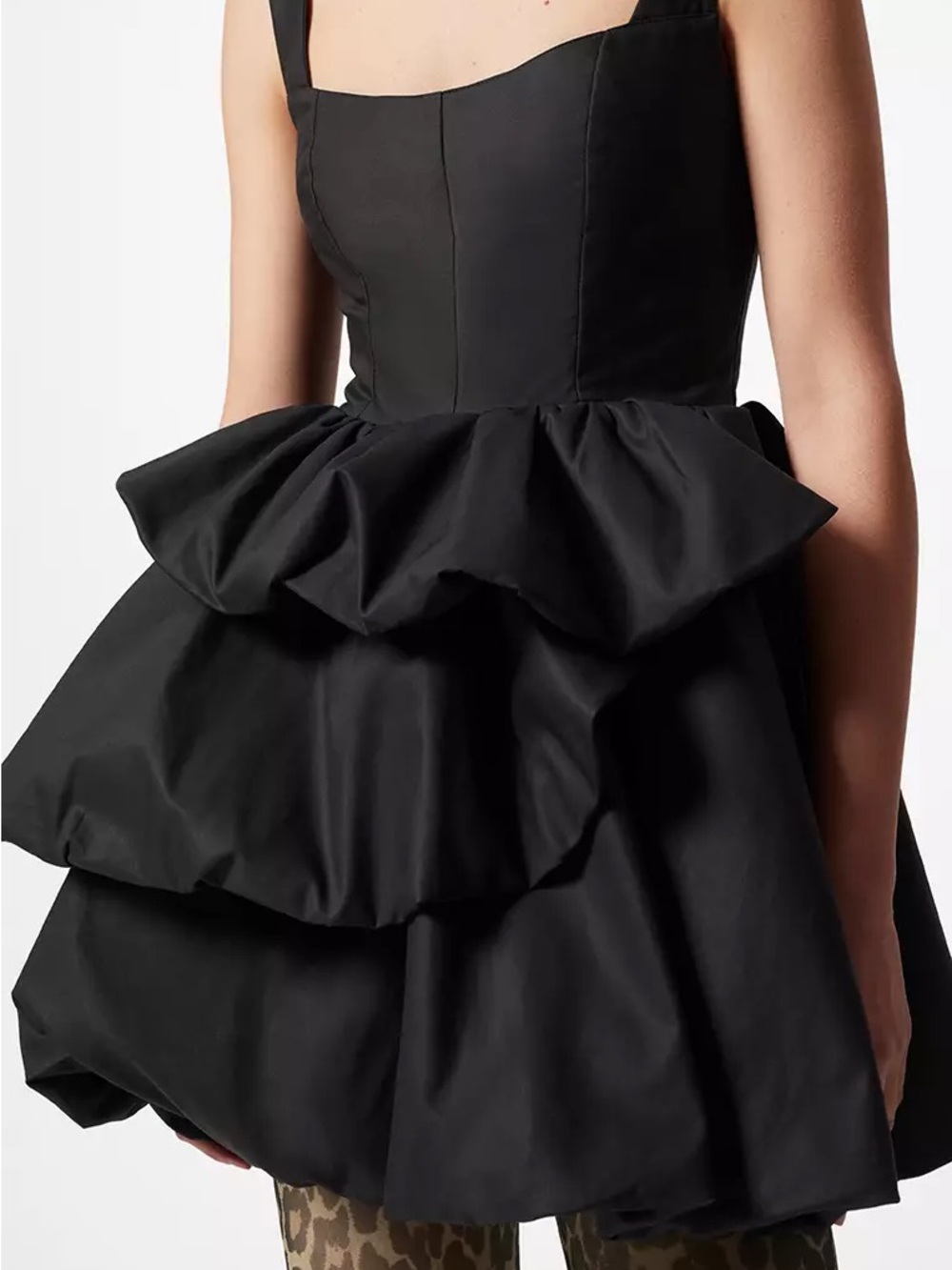 & Other Stories Black Tiered Peplum Mini Dress